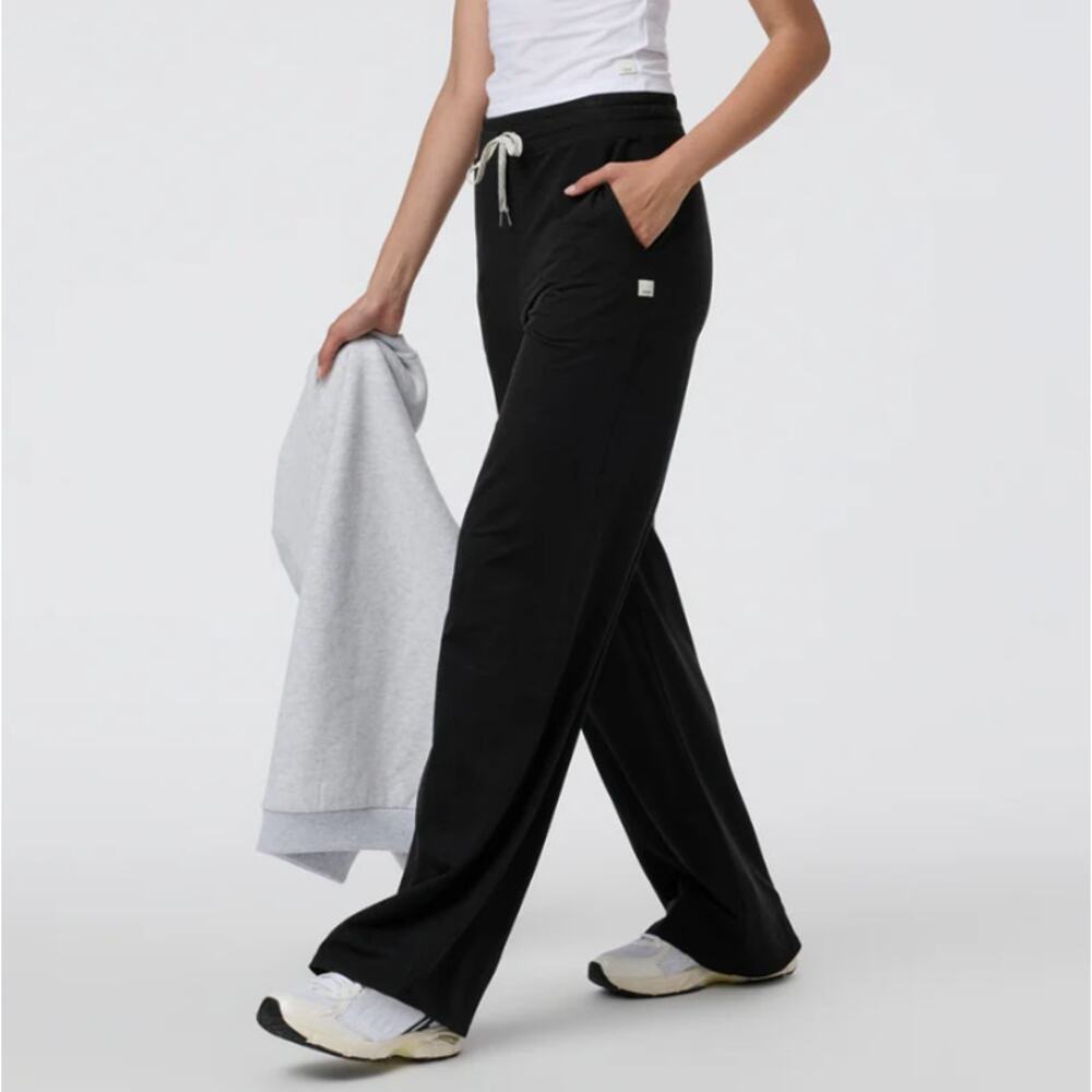 Vuori Halo Essential Wideleg Black Heather DreamKnit Pants Women's Size Medium